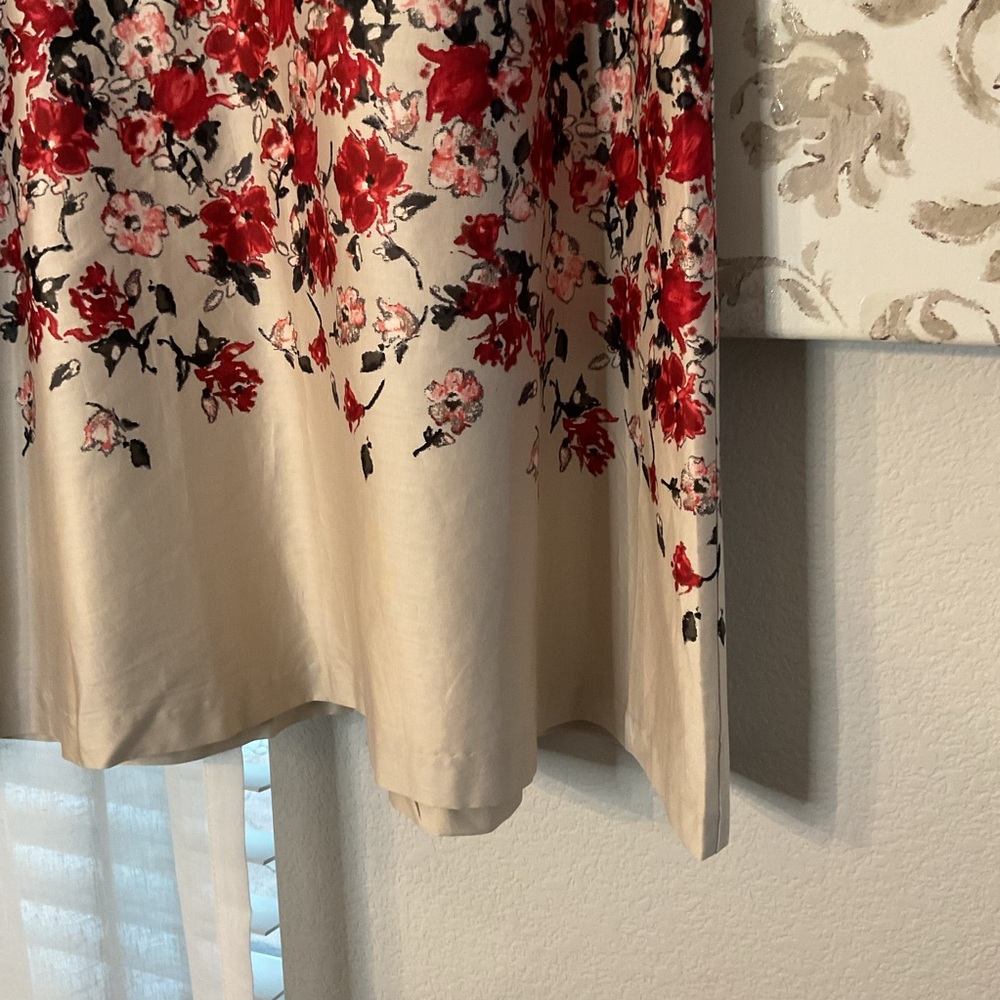 LOFT Cream Mini Dress with Red Floral Print - Picture 3 of 5
